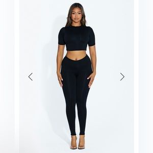 NWT Naked Wardrobe The Sweet T Leggings Set Black Crop Top and Leggings